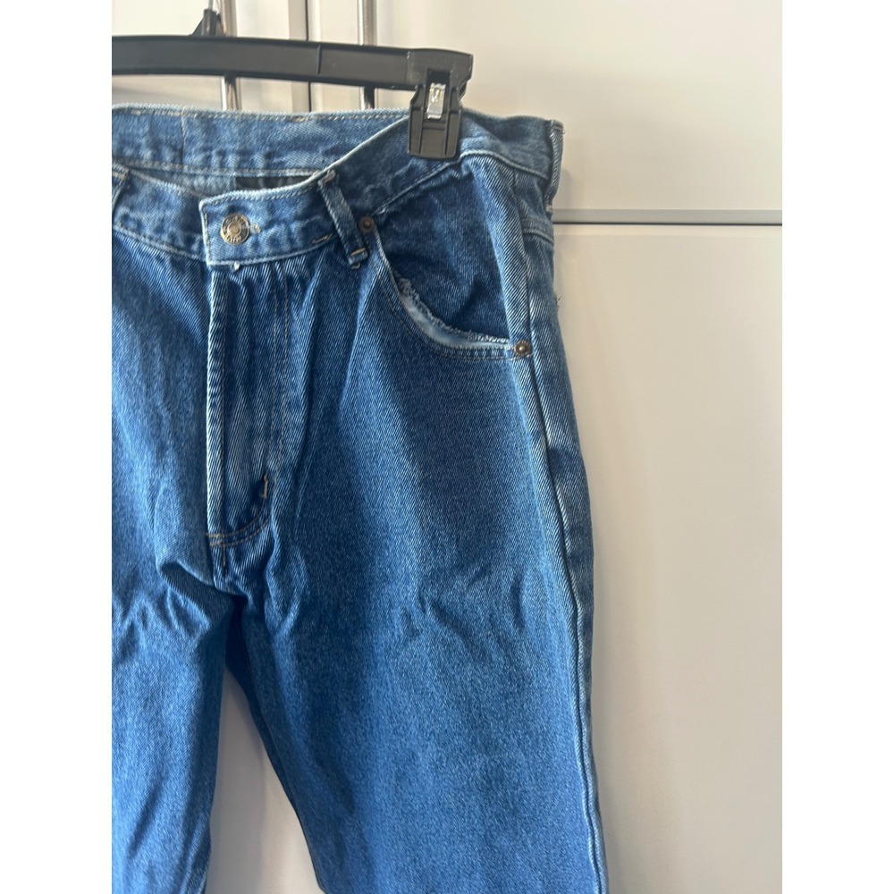 Vintage Mens Straight Leg Denim Jeans Medium Wash Blue Five Pocket Rugged 37x30 - Picture 6 of 12